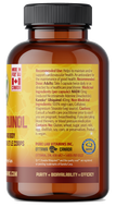 Brown supplement bottle with yellow label on a white background