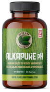 Brown supplement bottle with green label on a white background