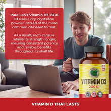 Load image into Gallery viewer, PURE LAB VITAMINS D3 (2500 IU - 240 veg caps)
