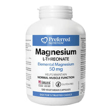 Load image into Gallery viewer, PREFERRED NUTRITION - Magnesium L-Threonate (50 mg - 120 vcaps)
