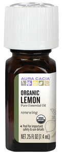 AURA CACIA Lemon Organic Essential Oil  (7.4 ml)