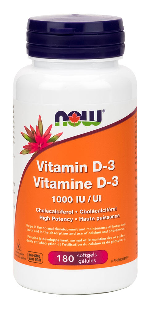 NOW Vitamin D3  (1000 iu - 180 sgels)