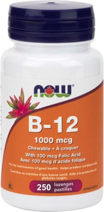 NOW Vitamin B12 1000 mcg + Folic Acic (250 Lozenges)